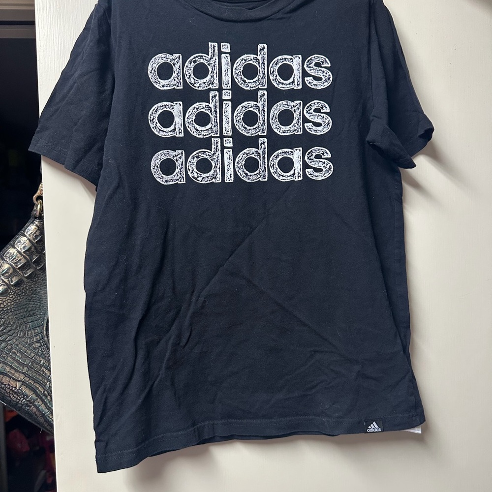Adidas Black and White Logo Tee Size M
